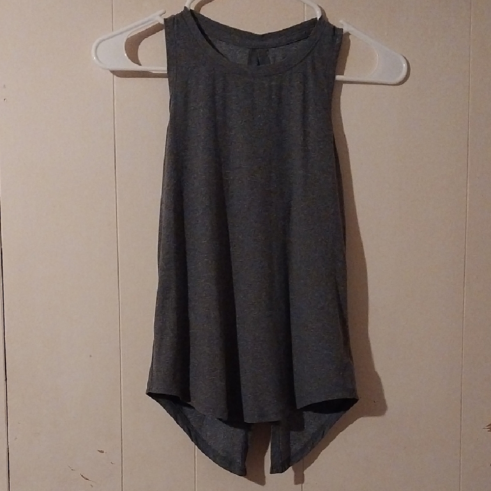 Open Back Grey Sleeveless Women's Tank Top